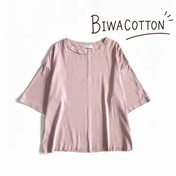 BIWACOTTON 비와코튼 와이드 크루넥 T셔츠 5부 소매 A105