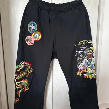 Ed Hardy x XLARGE 스웨트 팬츠 블랙