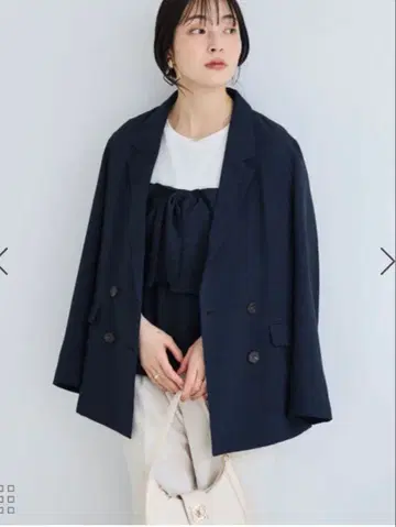 미이지 린넨 라이크 테일러드 자켓 네이비 VIS