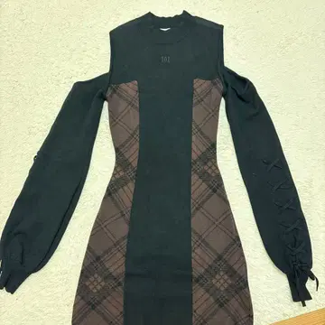 Darich 사이드 체크 니트 미니 원피스