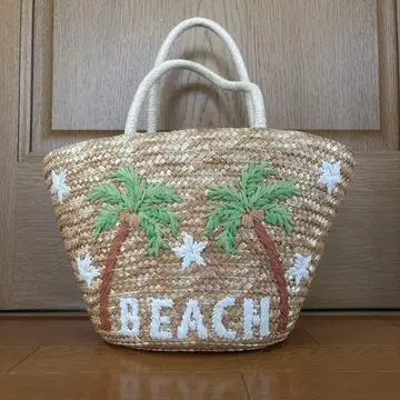 야자수 자수 바스켓백 BEACH 디자인