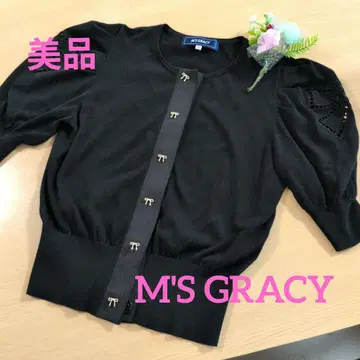 M'S GRACY 리본 장식 반팔 니트 블랙 38