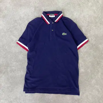 LACOSTE 라인 피케 셔츠 네이비 반팔 일본제 사이즈 3