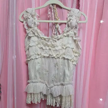 도트 튤 레이스 티어드 롱 스커트 아이보리