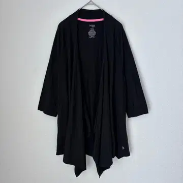 댄스킨 무지 가디건 노카라 긴팔 L 블랙 면 혼방 겉옷 요가