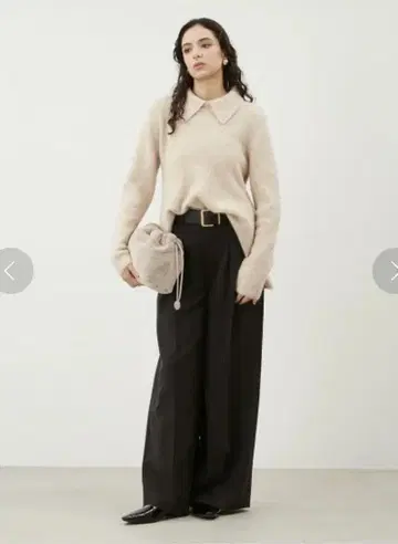 [거의 새 상품] Mila Owen 플랩 부착 2턱 와이드 댄디 팬츠