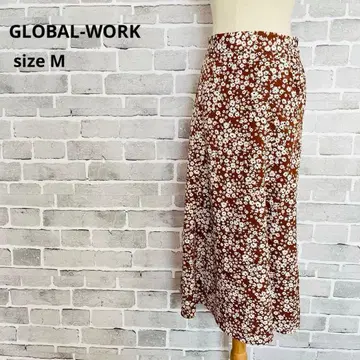 GLOBAL WORK 미니 꽃무늬 롱 스커트 브라운 M 새상품급 B884