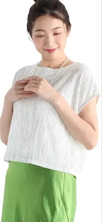 야마다야 Vin 호일 플리츠 상의 화이트