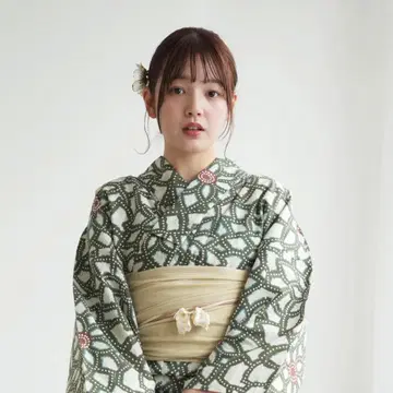 utatane 브랜드 유카타 그린의 퍼지는 국화 유카타 변형 직물 기모노 착용 가능 새상품