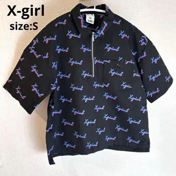 엑스걸 올 로고 하프 지퍼 반팔 셔츠 S 블랙 엑스걸