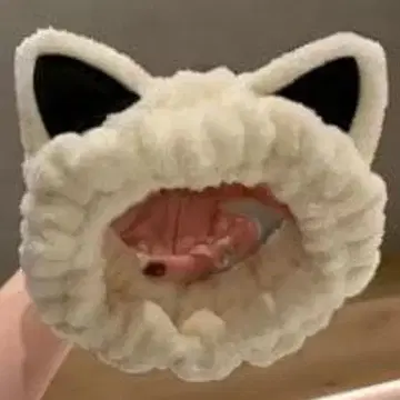 고양이 귀 헤어밴드 세안용 복슬복슬 화이트