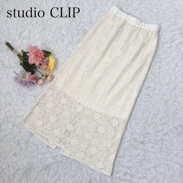 스튜디오 클립 롱 스커트 시스루 니트 성숙/러블리 허리밴딩