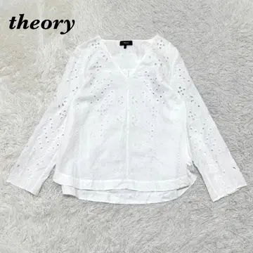 theory V넥 긴팔 티셔츠 S 화이트 레이스