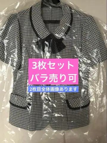 3장 세트 UNILADY 체크 무늬 반팔 블라우스 9호 사무복