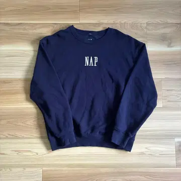 GAP NAP 로고 크루넥 맨투맨 네이비
