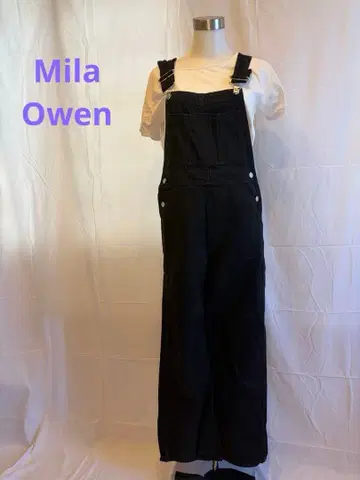 Mila Owen 블랙 데님 살로펫 오버롤