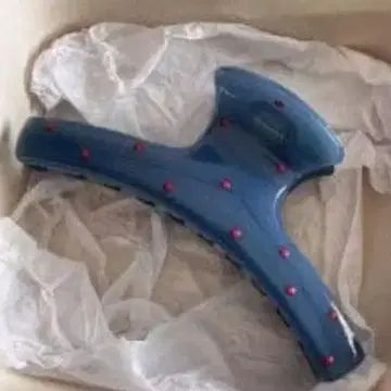 블루 헤어 클립 도트 무늬