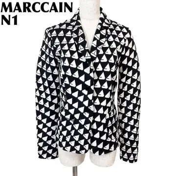 [ 새상품급 ] MARC CAIN 스트레치 테일러드 자켓 N1 블랙 화이트 올 패턴