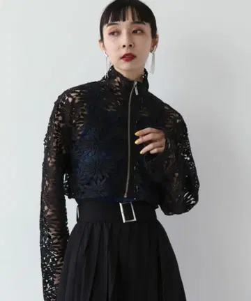 HARE 레이스 지퍼 숏 가디건