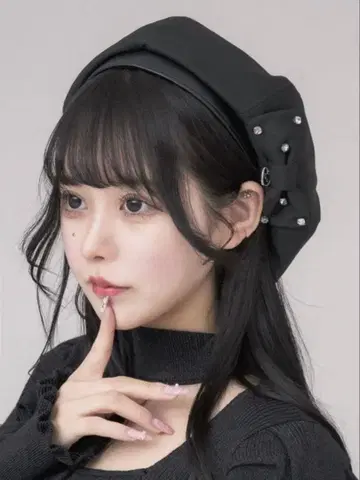 pium 비쥬 리본 베레모 블랙