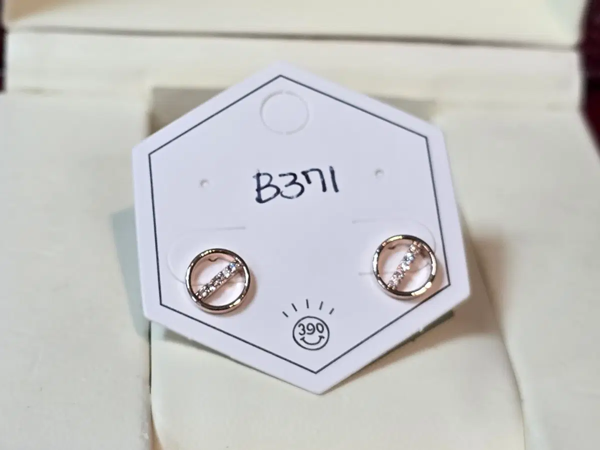 써클 큐빅 귀걸이 로즈골드