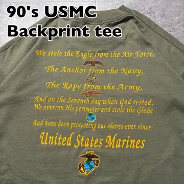 90s USMC 백 프린트 T셔츠 USA제 싱글