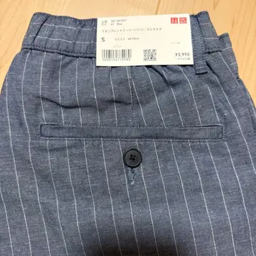 유니클로 UNIQLO 린넨 블렌드 이지 팬츠 67 Blue 스트라이프 S 사이즈