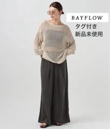 [ 택 포함 미사용 새상품 ] BAY FLOW 태슬 와이드 팬츠 M 차콜