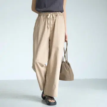 여성용 데님 와이드 팬츠 베이지 M 사이즈