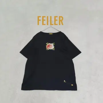 FEILER 페이러 장미 자수 T셔츠 블랙 LL사이즈