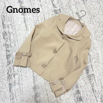 [스튜디오알파] 자켓 베이지 S-M 상당 리본 프릴 꽃 버튼