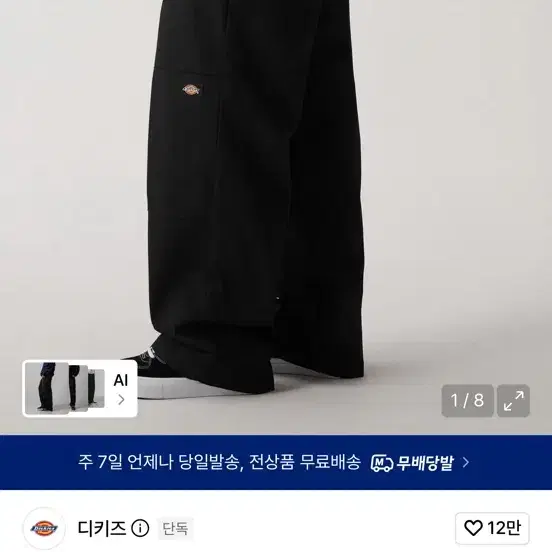 디키즈 85283 루즈핏 워크팬츠 Black