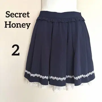 Secret Honey (시크릿허니) 네이비 플레어 레이스 스커트