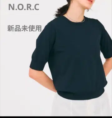 N.O.R.C 하프 슬리브 니트 네이비 택 포함 미사용 새상품 완판템