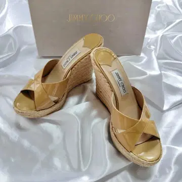 JIMMY CHOO*지미추 에스파드리유 힐 샌들 베이지 40