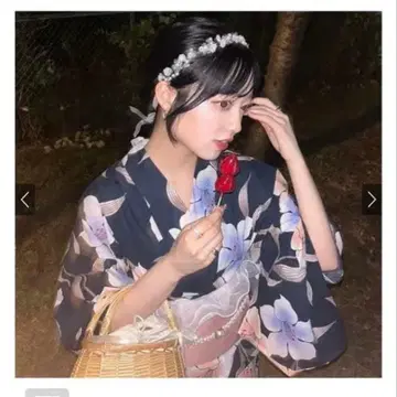 GRL 백합 유카타 세트 gi1328 네이비