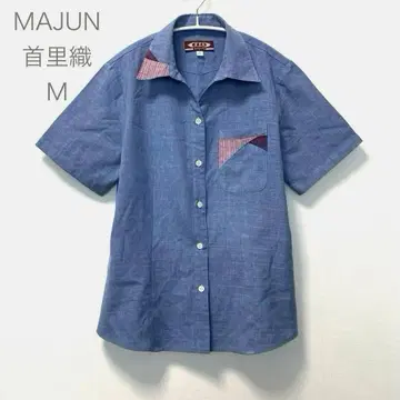 MAJUN* 여성용 카리유시 웨어 하와이안 셔츠 쿨 비즈 오키나와