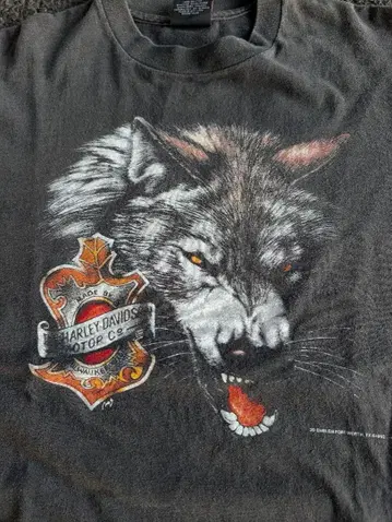 90s Harley-Davidson 3D EMBLEM 울프 T셔츠 L