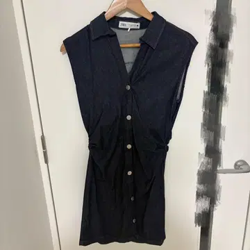 ZARA 데님 슬리브리스 미니 원피스