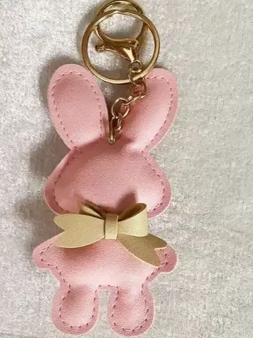 토끼 모티브 키링 핑크 리본 포함