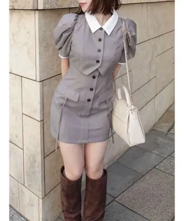 dazzlin 자켓 라이크 레이어드 미니 원피스