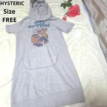 [ 인기 HYSTERIC ] 그레이 곰 후드티 원피스 사이즈 FREE
