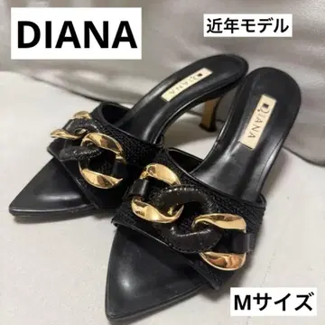 다이애나 블랙 골드 체인 뮬