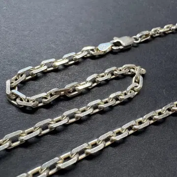 [초 와이드 60cm 22g] 굵은 사각 체인 목걸이 silver925
