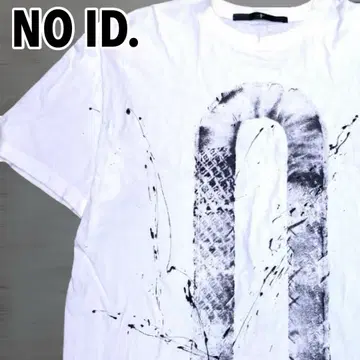 NO ID. 호스슈 페인트 가공 티셔츠 빅 실루엣 화이트