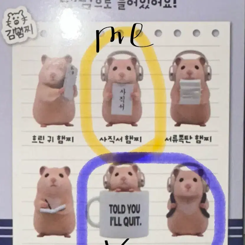 정서불안김햄찌 플로킹 피규어 교환