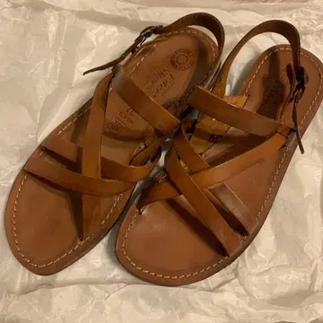 Eder shoes 천연 가죽 브라운 가죽 스트랩 샌들