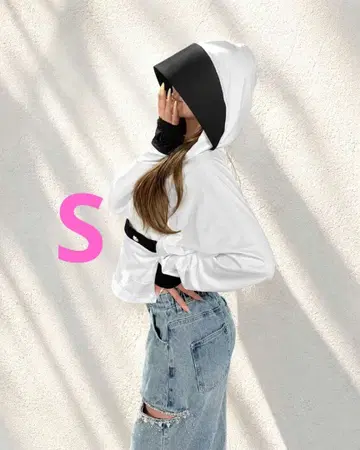 rady 바이컬러 UV컷 후드티 화이트 S 사이즈