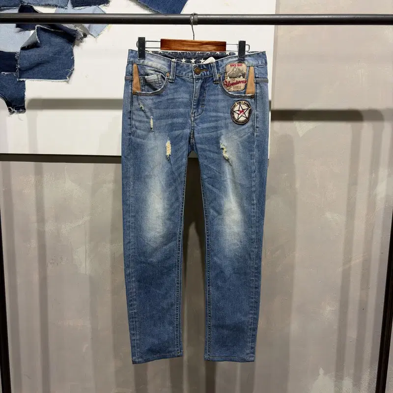 (26인치) 지프 여성 스판 패치 9부 청바지