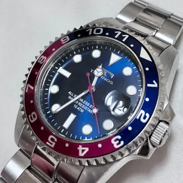 TECHNOS TSM419 다이얼 블루 빨파 콤비 베젤 도트 인덱스